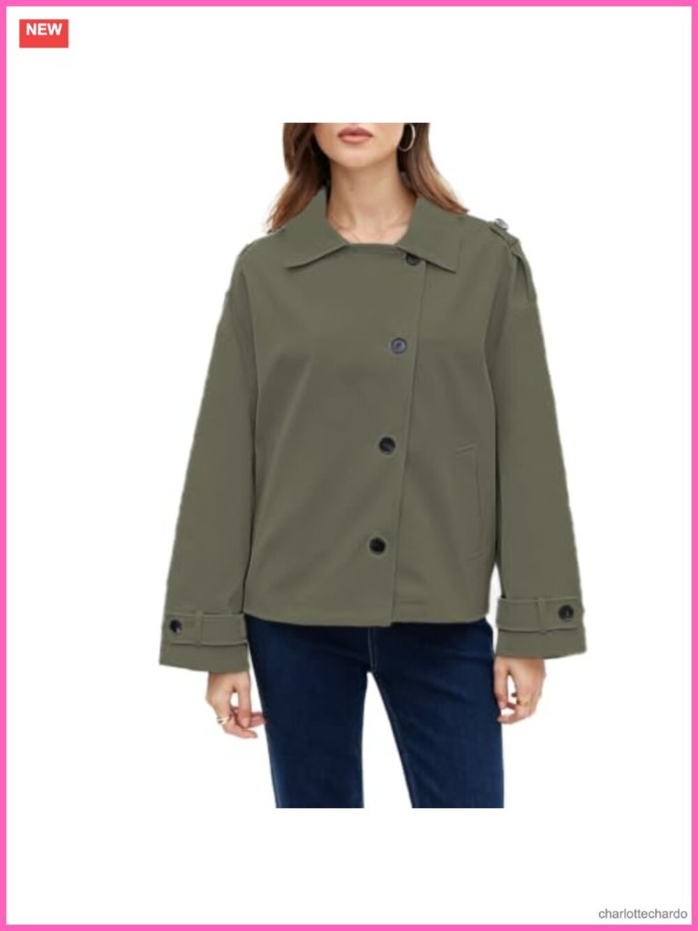 Women Cropped Trench Coat Long Sleeve Single Breasted Lapel Lightweight